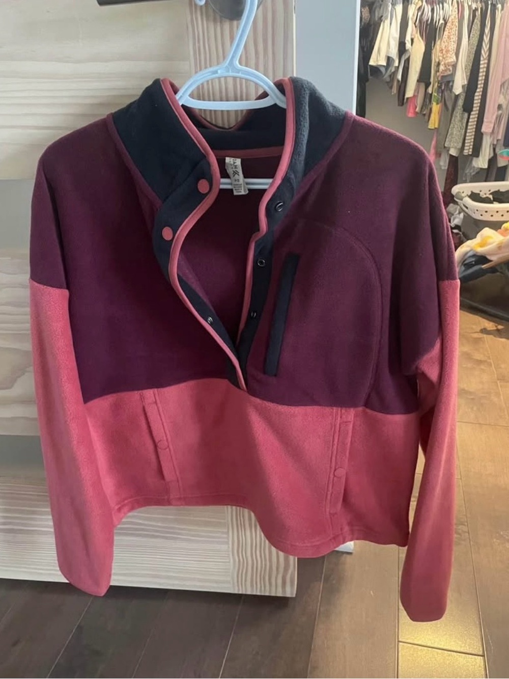 Kyodan Women’s Two-Tone Fleece Jacket - Rose & Burgundy - small
